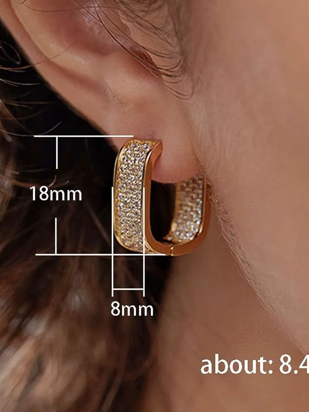 Rose Gold Crystal Pavé Huggie Earrings - Picture 2 of 2